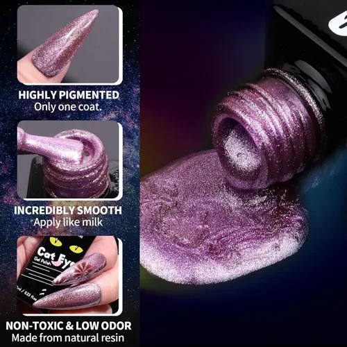 Vista 2 de Clara Colors Esmalte de uñas magnético – Kit de esmalte de gel de ojo de gato de 20 colores, esmalte de uñas holográfico con purpurina de ojo