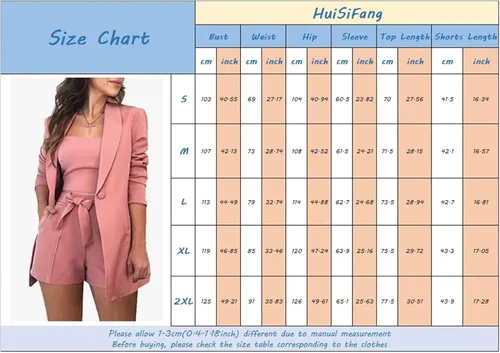 Vista 5 de Conjunto de 3 piezas de blazer para mujer, blazer con botón frontal abierto + blusa corta + pantalones cortos con cinturón, conjuntos de traje