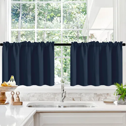 Vista 48 de Deconovo Cortinas opacas, aislamiento térmico, dobladillo para barra, reducción de ruido, certificado Oeko-TEX, cortinas de oscurecimiento