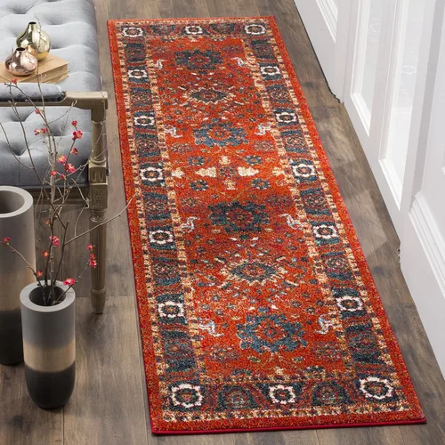 Vista 10 de SAFAVIEH Vintage Hamadan Collection - Alfombra de área de 2 pies 3 pulgadas x 4 pies, naranja y azul, diseño tradicional persa, no desprende pelusa