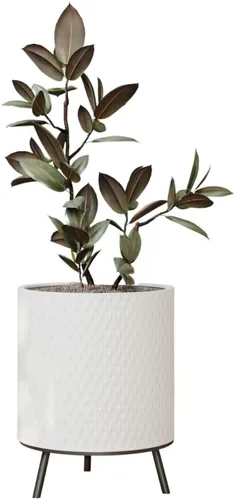 Vista 10 de EverNest Claire - Maceta blanca neutra de panal con soporte Nyra, macetas de interior, SelectBase, estilo bohemio moderno de mediados de siglo
