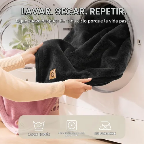Vista 7 de UGG Coco - Manta acogedora para sofá y cama, 50 x 70 pulgadas, color negro (tinta)