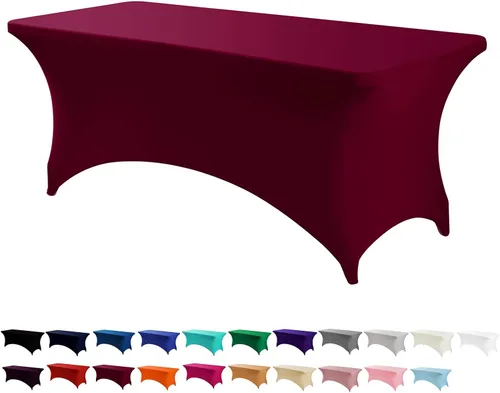 Vista 32 de Peomeise - Funda de mesa de elastano de 4 pies, mantel rectangular elástico de elastano (verde manzana, 4 pies)