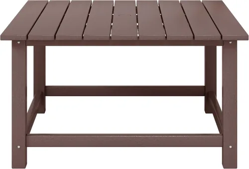 Vista 3 de WestinTrends Mesa de café de patio cuadrada de HDPE Malibu para exteriores de bajo perfil, marrón oscuro