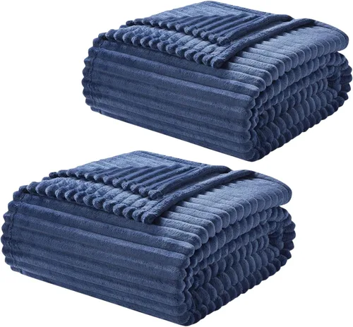 Vista 14 de Nestl - Manta azul para sofá, cobijas cálidas y mullidas para mujeres, cobijas de forro polar suaves y pequeñas para niñas - Azul marino, 127 x 152