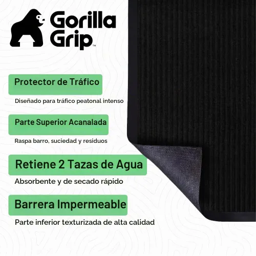 Vista 2 de GORILLA GRIP Traffic Guard - Tapete resistente para interiores y exteriores Negro
