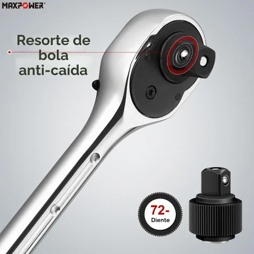 Vista 3 de MAXPOWER - Llave de trinquete extensible de 1/2 pulgada, llave de trinquete de 1/2 pulgada, función de trinquete reversible de liberación rápida