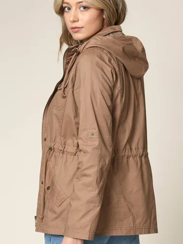 Vista 3 de Lock and Love LL - Chamarra con capucha para mujer diseño safari militar de estilo casual