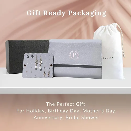 Vista 8 de Joyero de viaje personalizado con inicial, regalos personalizados con monograma para mujeres, regalos de propuesta de dama de honor, organizador