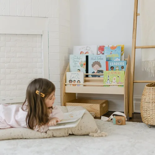 Vista 4 de Montessori - Estantería para niños pequeños, estantería de madera para almacenamiento en la habitación de los niños, sala de juegos, muebles