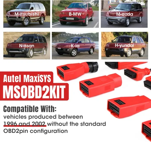Vista 2 de Autel MaxiSys MSOBD2KIT Kit de adaptador no OBDII, 9 conectores de diagnóstico OBD con funda de transporte moldeada por soplado resistente