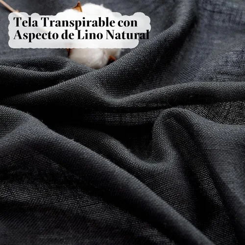 Vista 4 de Plisados de lino sintético negro semi traslúcidos de 84 pulgadas