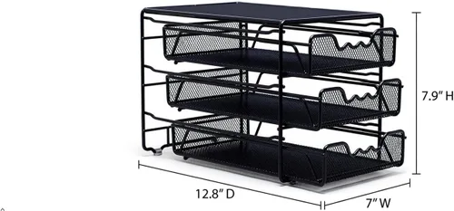 Vista 3 de Deco Brothers Cajón con soporte para K-Cup de 3 niveles para almacenamiento de 54 cápsulas de café, color negro