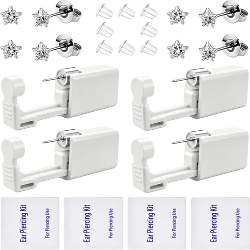 Vista 12 de Kits de Perforación de Orejas, Pistola Desechable de Perforación de Orejas Precargada con Aretes de Circonita Cúbica, Kits de Perforación Corporal