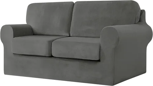 Vista 35 de UNBBRRL Fundas de sofá de 3 piezas para sofá, funda de terciopelo elástico para sillón con 1 funda de cojín de asiento y 1 funda de respaldo