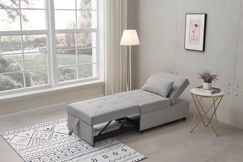 Vista 6 de Kings Brand Furniture - Otomana multifuncional, sofá cama, silla convertible, gris oscuro Blanco