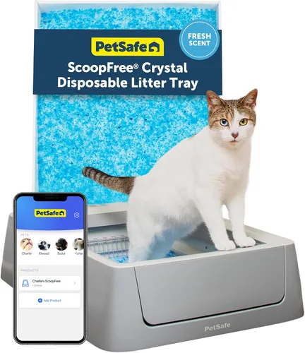 Vista 12 de Caja de arena para gatos PetSafe Legacy ScoopFree Crystal Pro autolimpiante automática - Caja de arena para gatos con entrada frontal, detección