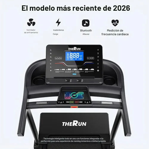 Vista 6 de THERUN Cinta de correr con inclinación automática al 20%, motor de 12 MPH y 3.5 HP, cinturón de correr grande de 55 x 20 pulgadas con consola