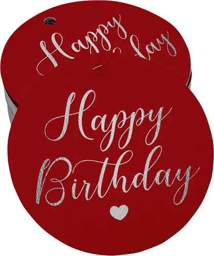 Vista 31 de Etiqueta de papel para colgar con texto en inglés «Happy Birthday» (50 unidades)