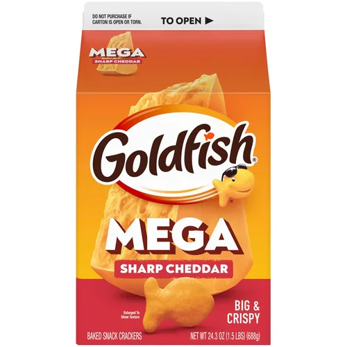 Vista 52 de Goldfish Galletas de queso cheddar, horneadas con grano entero, caja de 27.3 onzas