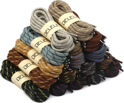 Vista 6 de DELELE - 2 pares de cordones gruesos redondos para zapatos de escalada, senderismo, cordones para botas.