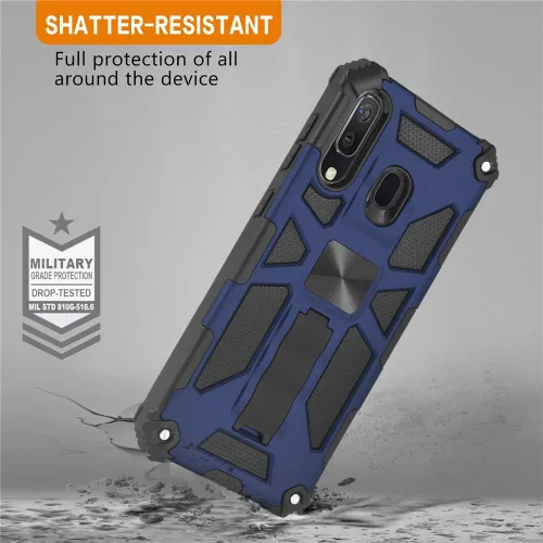 Vista 4 de Asuwish Funda de teléfono para Samsung Galaxy A20 A30 con protector de pantalla de vidrio templado y accesorios para celulares, soporte resistente