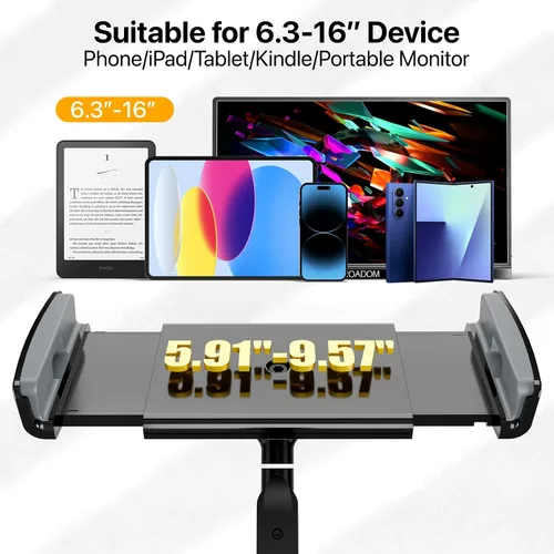Vista 8 de Soporte para iPad, soporte para tablet giratorio de 360°, soporte