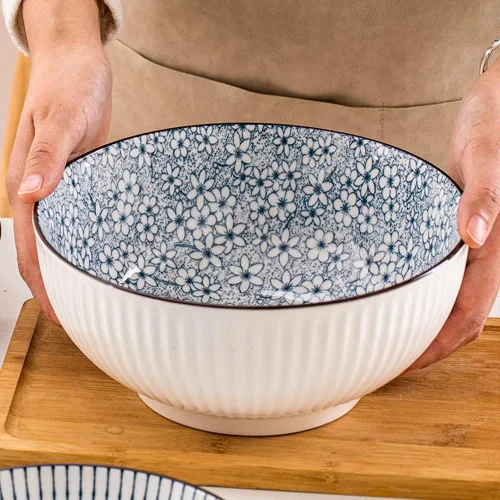 Vista 5 de Houlu Tazones Pho de 60 onzas, tazón grande de sopa, juego de cuencos de ramen japonés, cuencos de porcelana grandes de 8 pulgadas, juego de 3