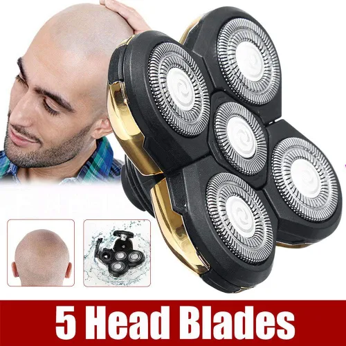 Vista 3 de Cabezales de repuesto para afeitadoras eléctricas para hombre, 5 cabezales, hoja de repuesto para barba, hoja flotante alternativa, lavable
