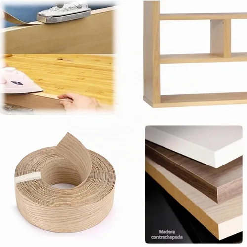 Vista 8 de Skelang Cinta de Chapa de Madera de Roble Rojo para Bordes Preengomada para Planchar con Adhesivo Termofusible Cinta de Bordes Flexible de Madera