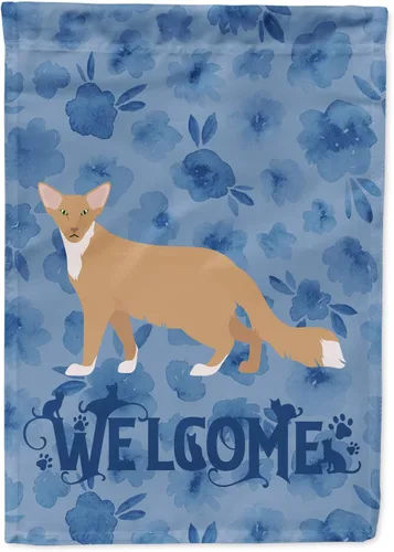 Vista 108 de Caroline's Treasures CK4813CHF - Bandera de bienvenida con gato abisinio azul, manga grande, para porche, para colgar en la pared, poliéster