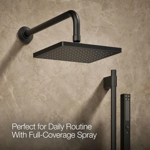 Vista 7 de Kohler K-26273-G-BL Honesty - Kit de ducha con cabezal de ducha, ducha de mano y molduras, 1.75 gpm, negro mate