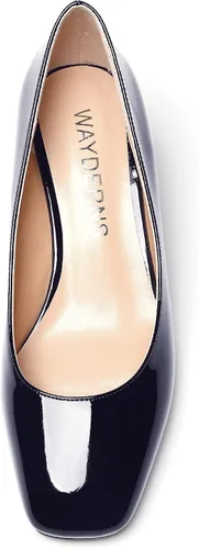 Vista 3 de WAYDERNS Zapatos de tacón bajo con punta cuadrada de charol para mujer, 2 pulgadas