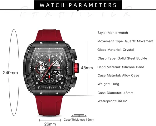 Vista 6 de Relojes para hombre de lujo con diseño de esqueleto para hombre impermeable correa de silicona ajustable estilo steampunk cronógrafo calendario
