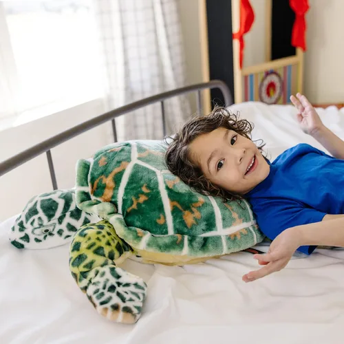 Vista 5 de Melissa & Doug Tortuga de mar gigante, animal de peluche realista (casi 3 pies de largo)