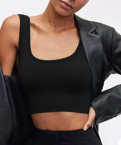 Vista 3 de CHYRII Paquete de 3 camisetas de verano para mujer, cuello cuadrado, acanaladas, básicas, sin mangas