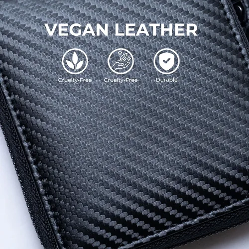 Vista 5 de Alldaily Carteras de bloqueo RFID para hombres con cremallera plegable RFID tarjetero (negro)