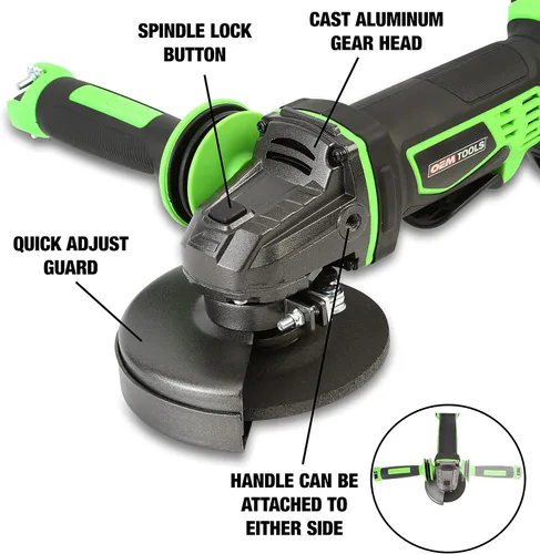 Vista 4 de OEMTOOLS 24492 Amoladora angular inalámbrica de iones de litio de 20 V máx. con disco, amoladoras eléctricas con accesorios para amoladora angular