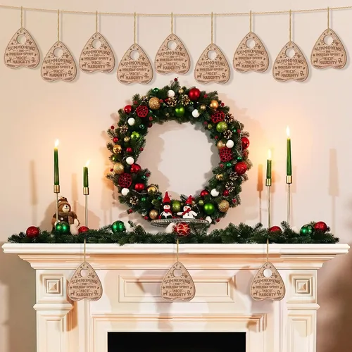 Vista 6 de Kajaia 12 piezas de adorno de Navidad con texto en inglés "Summoning the Holiday Spirit", regalo de Ouija, decoración de Navidad de Navidad