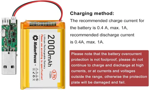 Vista 6 de 4pcs 3.7V 2000mAh 7.4Wh batería de polímero de litio 1S 103450 LiPo batería recargable con placa de protección y enchufe JST 1.25 para placa