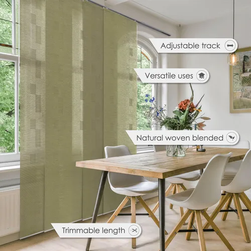 Vista 2 de GoDear Design - Persianas ajustables deslizantes para puertas de vidrio, cortinas verticales con panel de riel, puertas de armario, riel extensible