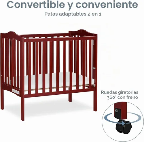 Vista 6 de Cuna lateral portátil plegable ligera 2 en 1, de Dream on Me, Cuna, Cereza