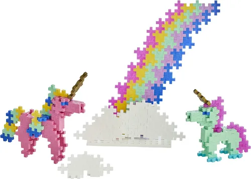 Vista 4 de PLUS PLUS Aprende a construir unicornios, 275 piezas, mini bloques de hashtag entrelazados, regalo de cumpleaños de unicornio 3D para niñas y niños