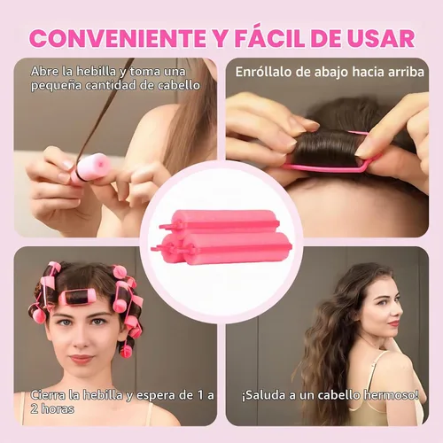 Vista 5 de 60 Piezas Rodillos de Espuma para Cabello - Rizadores Suaves para Dormir para Peinado del Cabello (0.59 pulgadas, Rosa)