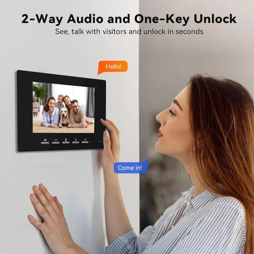 Vista 4 de Timbre de video con cable con kit de cámara y monitor, timbre de intercomunicación con cámara, sistema de intercomunicación de video de doble vía