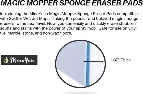 Vista 3 de Magic Mopper - Almohadilla de esponja para mopa Compatible con Swiffer Wet Jet y mopas húmedas de 12 pulgadas Almohadilla de esponja mágica