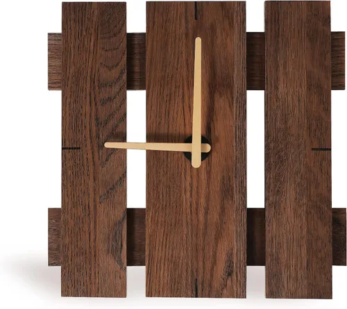 Vista 8 de CONSDAN Reloj de pared de madera que funciona con pilas, decoración de pared de madera dura cultivada en Estados Unidos, reloj analógico de madera