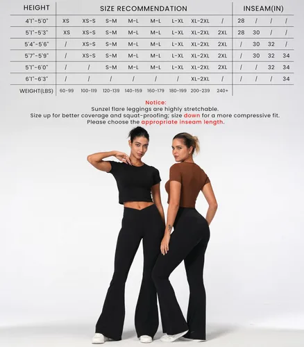 Vista 2 de Sunzel - Leggings acampanados, pantalones de yoga cruzados con control de abdomen, cintura alta y piernas anchas