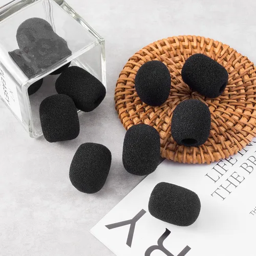 Vista 3 de PAGOW Paquete de 30 mini parabrisas de micrófono de espuma, cubierta de auriculares de micrófono de alta densidad, parabrisas de micrófono de solapa
