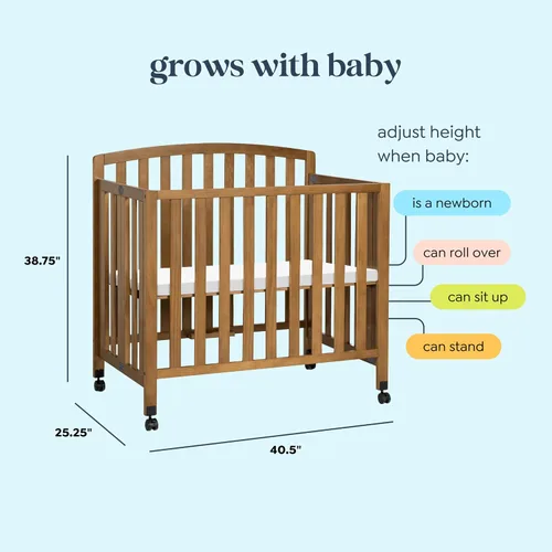 Vista 5 de DaVinci Dylan Cuna portátil 3 en 1 para bebé con ruedas - Conversión a cama para niños pequeños y sofá cama - Perfecta para espacios pequeños